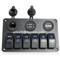 6 Gang Rocker Switch Panel / Tomada de cigarro / Painel de carregador USB para Marinha / Barco